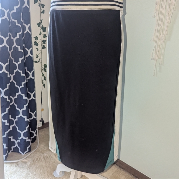 Anthropologie Black and White Asymmetrical Pencil Midi Skirt - Picture 6 of 7